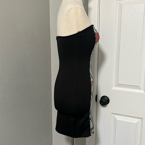 LSTR Strapless Aztec Print Strapless Sequin Bodycon Mini Dress - Picture 5 of 11